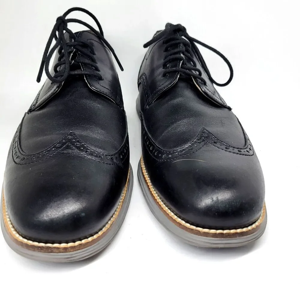 Cole Haan C26470 Grand O's Mens Black Leather Wingtip Derbys Size US 12 M VGC